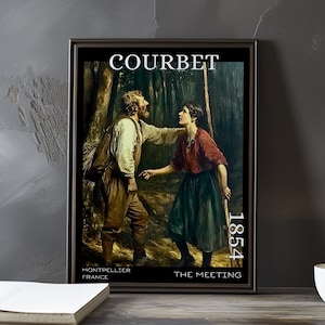 L'incontro 1854 - Stampa/manifesto di Gustave Courbet - Ritratto realista francese, stampa artistica del 1850, Bonjour Monsieur Courbet, arredamento francese d'epoca