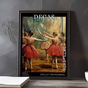 Ballet Rehearsal 1873–1876 – Edgar Degas print / poster – impressionism, post impressionist ballet, dancer study, french movement art decor