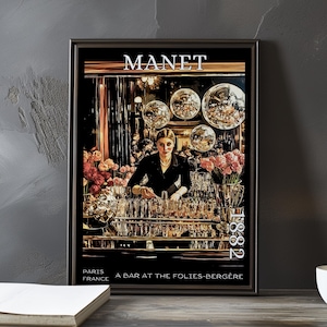 A Bar at the Folies-Bergère 1882 – Édouard Manet print / poster – french impressionism, mirror reflection art, parisian nightlife art decor