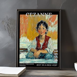 Boy in a Red Vest 1888 - Paul Cézanne print / poster - French Post Impressionist portrait, 1880s vintage wall art, classic fine kitchen deco