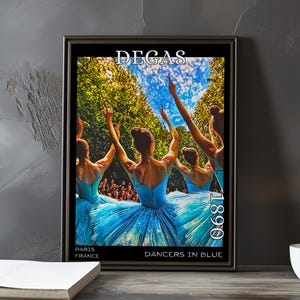 Dancers in Blue 1890 – Edgar Degas print / poster – impressionism, post impressionist ballerinas, movement study, blue rehearsal art decor