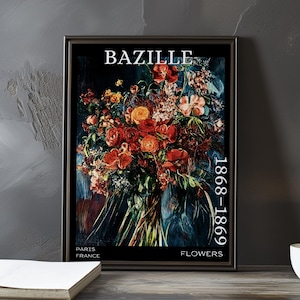 Flores 1868–1869 – Impressão/pôster de Frédéric Bazille – natureza morta floral, flor impressionista francesa, decoração de parede clássica pós-impressionista