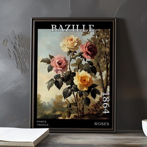 Roses 1864 – Frédéric Bazille Druck / Poster – Französisches impressionistisches Stillleben, Post-Impressionismus Blumendekor, 19.Jh