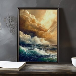 Een storm nadert de zee - Eugene Boudin geïnspireerde impressionistische kunstposter - kustposter - impressionisme decorprint - kustposter
