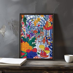 Von Henri Matisse inspiriertes Impressionismus-Kunstplakat - Lebendiges impressionistisches Kunstwerk des Obst- und Blumenfauvismusdrucks - farbenfrohes Kunstplakat