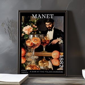 A Bar at the Folies-Bergère 1882 – Édouard Manet print / poster – french impressionism, mirror reflection art, parisian nightlife art decor