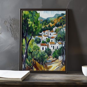 肉質画　風景画 真作 石坂仁良 「緑風」 SM 絵画(油彩、油絵、風景、山、花畑