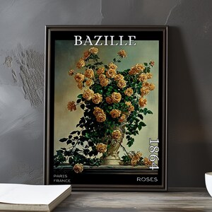 Roses 1864 - Impression / affiche de Frédéric Bazille - Nature morte impressionniste français, oeuvre florale post-impressionnisme, décor floral du XIXe siècle