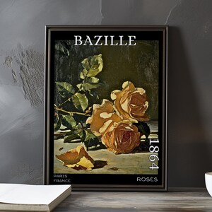 Roses 1864 – Frédéric Bazille Druck / Poster – Französisches impressionistisches Stillleben, Post-Impressionismus Blumendekor, 19.Jh
