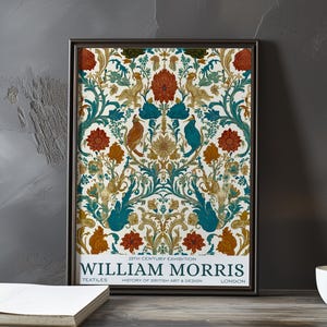 William Morris floral textile print – vintage arts & crafts wall art – ornate botanical pattern poster – 19th century British design decor