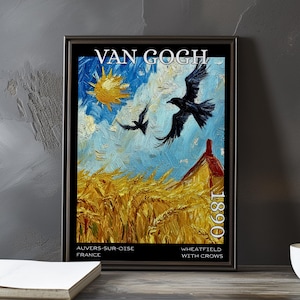Weizenfeld mit Krähen 1890 – Vincent van Gogh Print / Poster – Dark Sky Feldpost Impressionismus Landschaft Weizenfeld Landschaft Dekor
