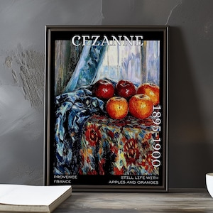 Natura morta con mele e arance 1895-1900 - Stampa/manifesto di Paul Cézanne - Arte post-impressionista francese, cucina provenzale vintage degli anni '90 del XIX secolo