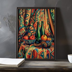 Still Life with Bottles and Bowls - Paul Cezanne Inspired Impressionist Art Print - French art Poster - gallery style art painting printed