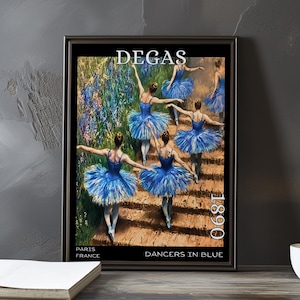 Dancers in Blue 1890 – Edgar Degas print / poster – impressionism, post impressionist ballerinas, movement study, blue rehearsal art decor