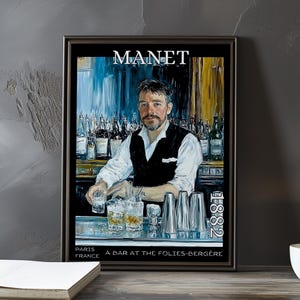 A Bar at the Folies-Bergère 1882 – Édouard Manet print / poster – french impressionism, mirror reflection art, parisian nightlife art decor