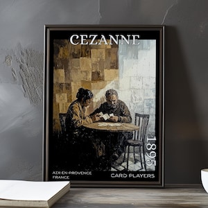 Os Jogadores de Cartas 1895 - Impressão/pôster de Paul Cézanne - Pintura pós-impressionista francesa, arte de parede vintage da década de 1890, decoração clássica da Provença