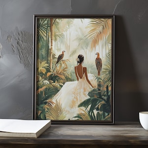 Les amoureux dans un jardin - Poster d'art impressionniste inspiré de Félix Vallotton - Poster du mouvement Nabi - Décoration de gravures d'art françaises - Poster nature