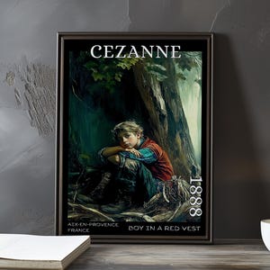Boy in a Red Vest 1888 - Paul Cézanne print / poster - French Post Impressionist portrait, 1880s vintage wall art, classic fine kitchen deco