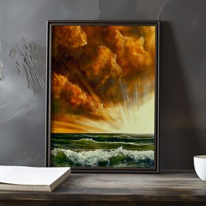 Een storm nadert de zee - Eugene Boudin geïnspireerde impressionistische kunstposter - kustposter - impressionisme decorprint - kustposter