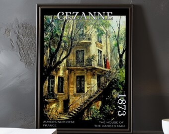 Het huis van de gehangene 1873 - Paul Cézanne print/poster - French Post impressionistisch landschap, jaren 1870 vintage muurkunst keukendecor