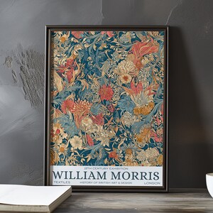 William Morris floral textile print – vintage arts & crafts wall art – ornate botanical pattern poster – 19th century British design decor