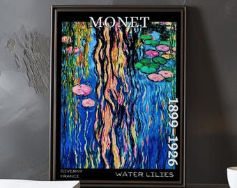 睡蓮 1899–1926 – クロード・モネ 版画 / ポスター – 印象派 ポスト印象派 花の池、フランスの20世紀古典 ユリの庭