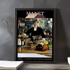 A Bar at the Folies-Bergère 1882 – Édouard Manet print / poster – french impressionism, mirror reflection art, parisian nightlife art decor