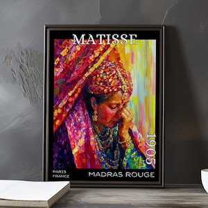 Madras Rouge 1905 – Henri Matisse print / poster – fauvism portrait bold colour french post impressionism woman headscarf wall art decor