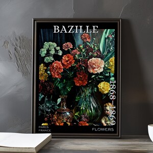 Fleurs 1868-1869 - Impression / affiche de Frédéric Bazille - Nature morte florale, floraison impressionniste français, décoration murale classique post-impressionnisme