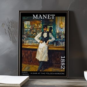 A Bar at the Folies-Bergère 1882 – Édouard Manet print / poster – french impressionism, mirror reflection art, parisian nightlife art decor