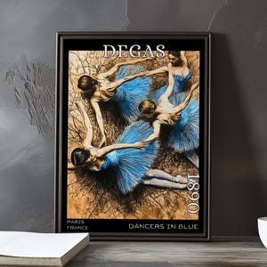 Dancers in Blue 1890 – Edgar Degas print / poster – impressionism, post impressionist ballerinas, movement study, blue rehearsal art decor