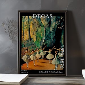 Ballet Rehearsal 1873–1876 – Edgar Degas print / poster – impressionism, post impressionist ballet, dancer study, french movement art decor