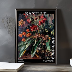 Fleurs 1868-1869 - Impression / affiche de Frédéric Bazille - Nature morte florale, floraison impressionniste français, décoration murale classique post-impressionnisme
