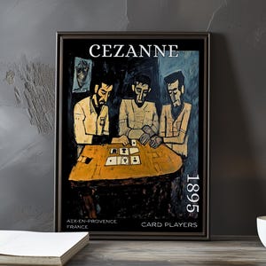 Os Jogadores de Cartas 1895 - Impressão/pôster de Paul Cézanne - Pintura pós-impressionista francesa, arte de parede vintage da década de 1890, decoração clássica da Provença