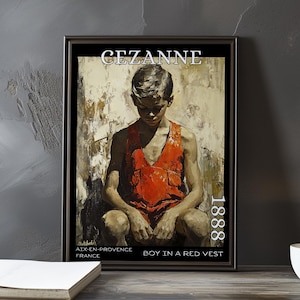 Boy in a Red Vest 1888 - Paul Cézanne print / poster - French Post Impressionist portrait, 1880s vintage wall art, classic fine kitchen deco