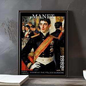 A Bar at the Folies-Bergère 1882 – Édouard Manet print / poster – french impressionism, mirror reflection art, parisian nightlife art decor