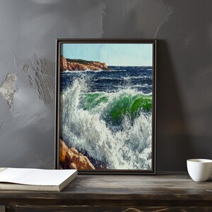 Impresión de galería de arte impresionista inspirada en Gustave Courbet: póster de paisaje costero, póster de olas del océano, decoración grande para el hogar, póster enmarcado
