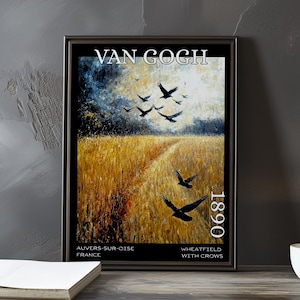 Wheatfield with Crows 1890 – Vincent van Gogh print / poster – dark sky field art post impressionism dutch landscape dramatic wheat decor