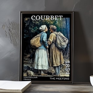 L'incontro 1854 - Stampa/manifesto di Gustave Courbet - Ritratto realista francese, stampa artistica del 1850, Bonjour Monsieur Courbet, arredamento francese d'epoca