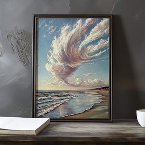 Open luchten boven de kustlijn - Eugene Boudin geïnspireerde impressionistische kunstposter - kustposter - zeekust impressionisme decorafdruk