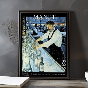 A Bar at the Folies-Bergère 1882 – Édouard Manet print / poster – french impressionism, mirror reflection art, parisian nightlife art decor