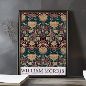 William Morris floral textile print – vintage arts & crafts wall art – ornate botanical pattern poster – 19th century British design decor
