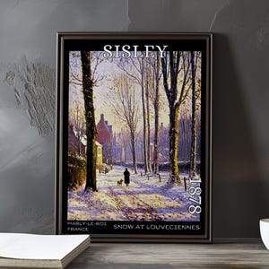 Snow at Louveciennes 1878 – Alfred Sisley print / poster – french snow landscape, impressionism, post impressionist winter village scene art
