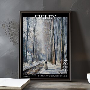 Snow at Louveciennes 1878 – Alfred Sisley print / poster – french snow landscape, impressionism, post impressionist winter village scene art