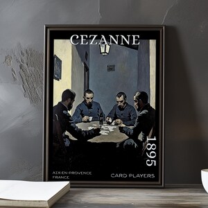 Los jugadores de cartas (1895) - Impresión/póster de Paul Cézanne - Pintura posimpresionista francesa, arte mural vintage de la década de 1890, decoración provenzal clásica