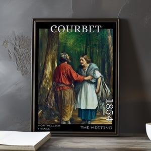 L'incontro 1854 - Stampa/manifesto di Gustave Courbet - Ritratto realista francese, stampa artistica del 1850, Bonjour Monsieur Courbet, arredamento francese d'epoca