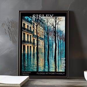 The Flood at Port-Marly 1876 – Alfred Sisley print / poster – french flood scene, impressionism, post impressionist landscape, river artwork