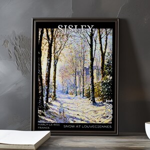 Snow at Louveciennes 1878 – Alfred Sisley print / poster – french snow landscape, impressionism, post impressionist winter village scene art