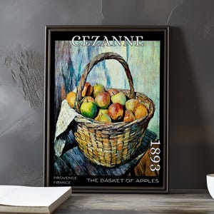 Il cesto di mele 1893 - Stampa/manifesto di Paul Cézanne - Natura morta post-impressionista francese, arte della cucina provenzale, arredamento vintage anni '90 del XIX secolo