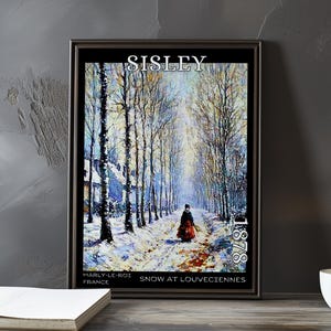 Snow at Louveciennes 1878 – Alfred Sisley print / poster – french snow landscape, impressionism, post impressionist winter village scene art